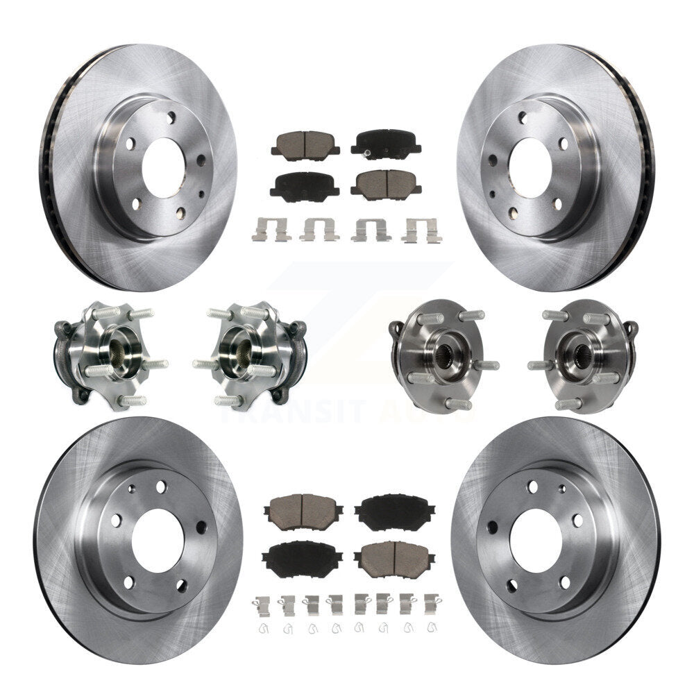 Front Rear Hub Bearings Disc Brake Rotors And Ceramic Pads Kit (10Pc) For Mazda 3 Sport KBB-119289