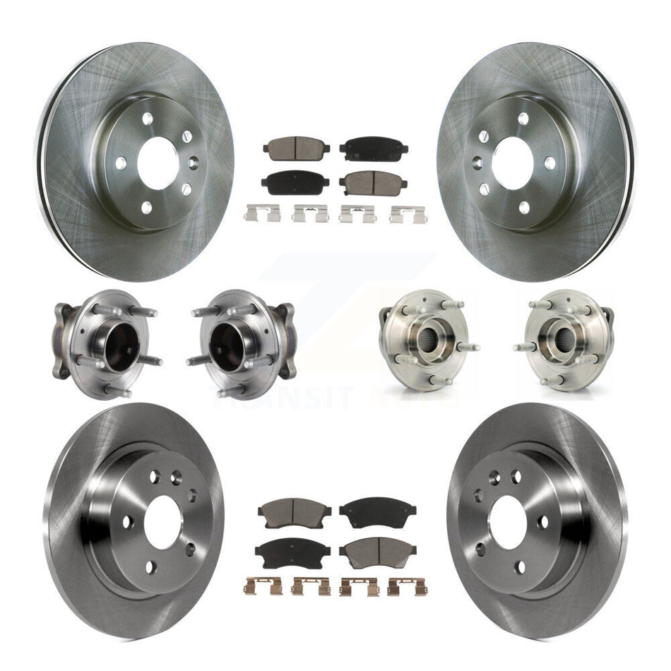 Front Rear Hub Bearings Assembly Disc Brake Rotors And Ceramic Pads Kit (10Pc) For 2014-2015 Chevrolet Cruze GAS engine With 16" Factory Wheels KBB-119292