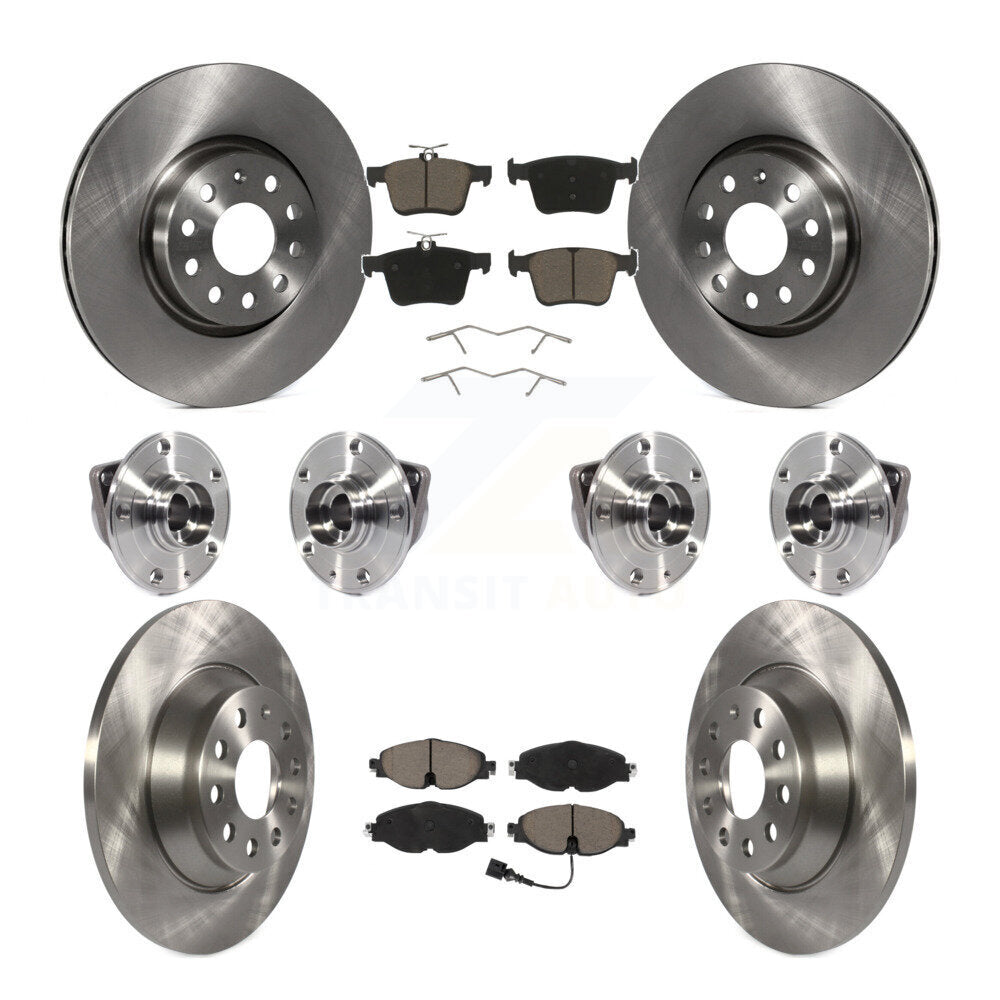 Front Rear Hub Bearings Disc Brake Rotors And Ceramic Pads Kit (10Pc) For Audi TT Quattro KBB-119300