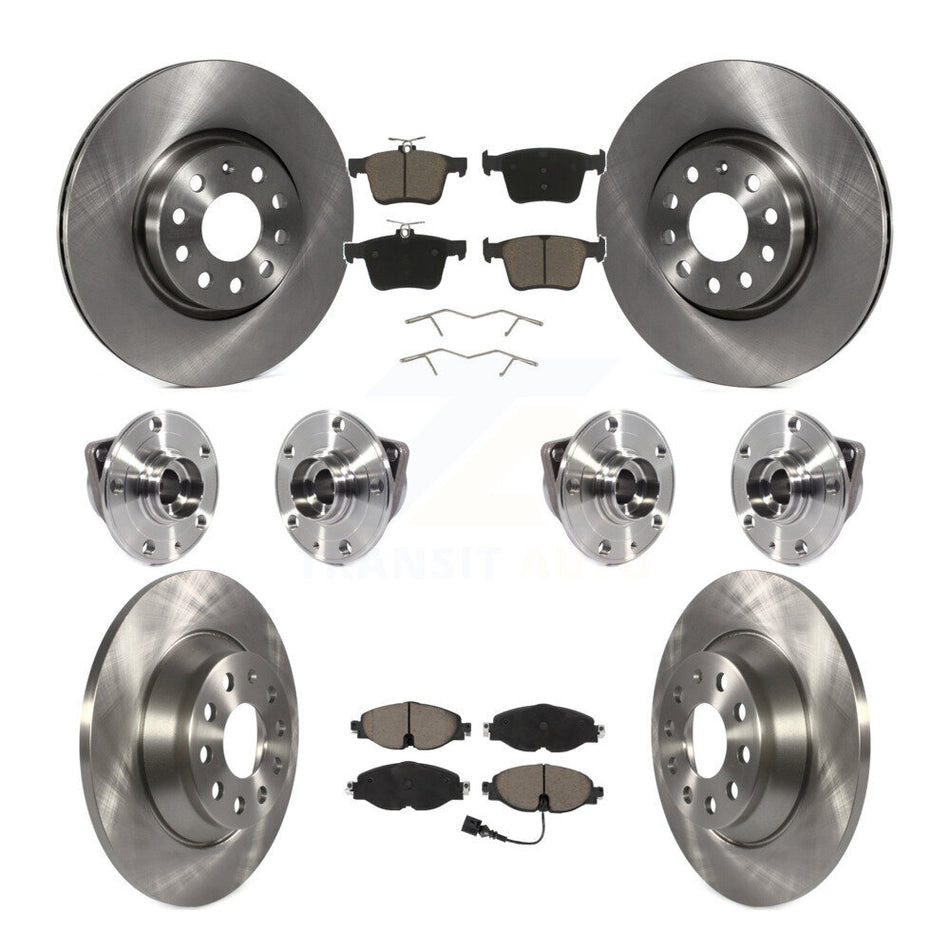 Front Rear Hub Bearings Disc Brake Rotors And Ceramic Pads Kit (10Pc) For Audi TT Quattro KBB-119300