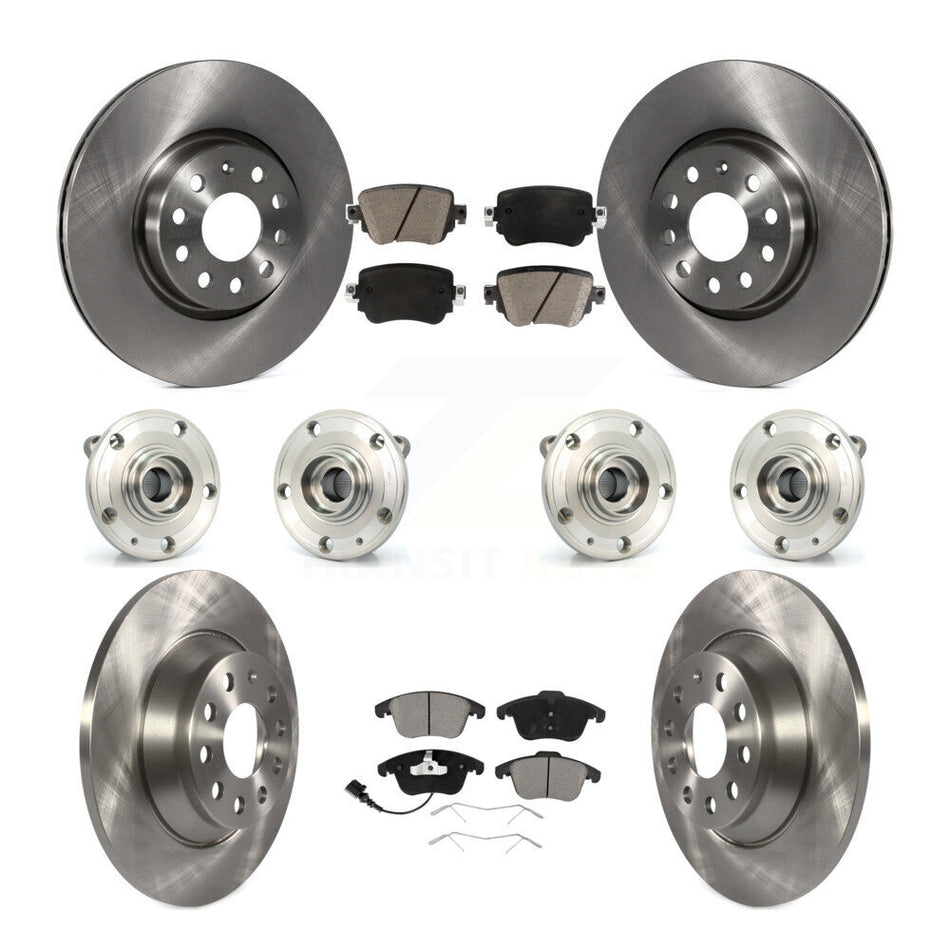 Front Rear Hub Bearings Assembly Disc Brake Rotors And Ceramic Pads Kit (10Pc) For Audi Q3 Quattro KBB-119301