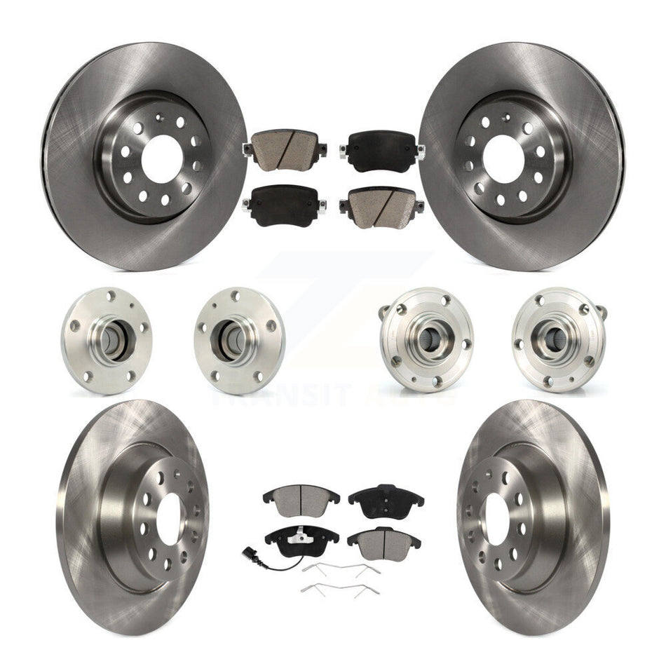 Front Rear Hub Bearings Assembly Disc Brake Rotors And Ceramic Pads Kit (10Pc) For 2016-2018 Audi Q3 KBB-119302
