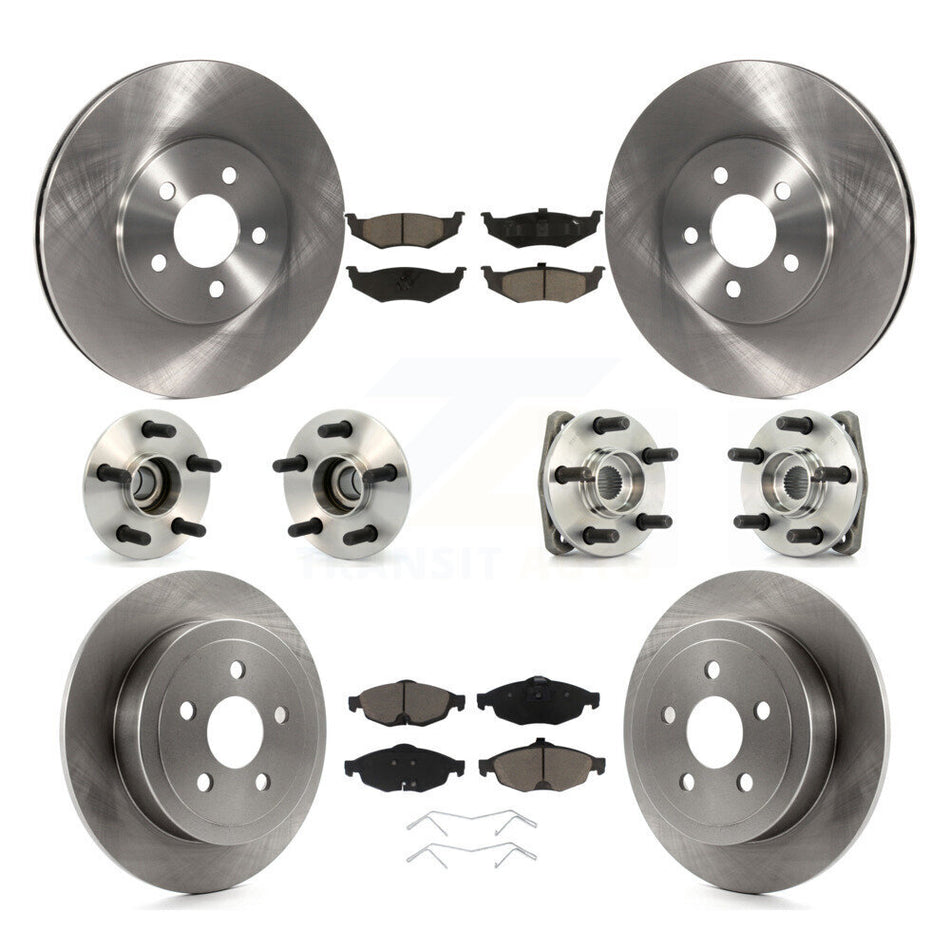 Front Rear Hub Bearings Assembly Disc Brake Rotors And Ceramic Pads Kit (10Pc) For Chrysler Sebring Dodge Stratus KBB-119313