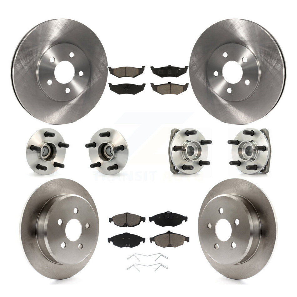 Front Rear Hub Bearings Assembly Disc Brake Rotors And Ceramic Pads Kit (10Pc) For Chrysler Sebring Dodge Stratus KBB-119314