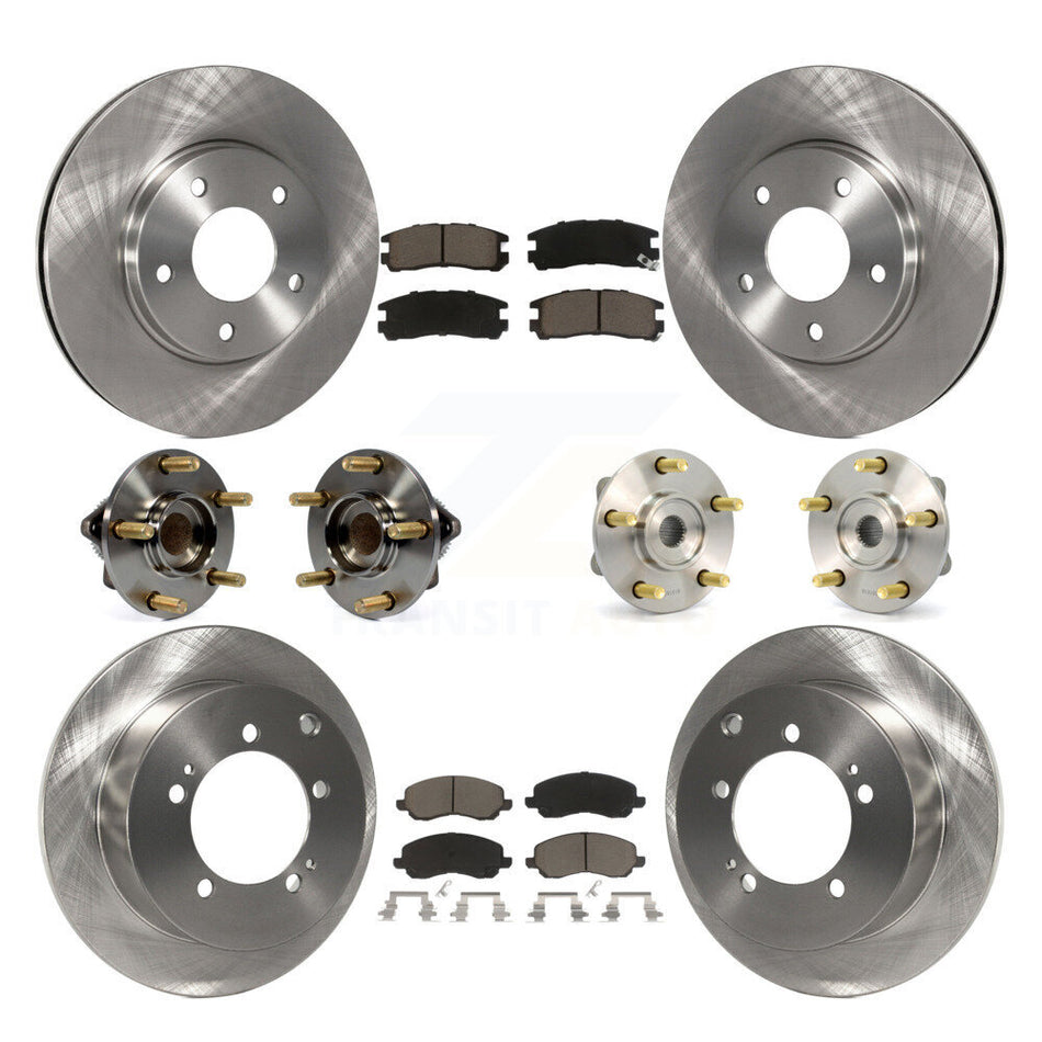 Front Rear Hub Bearings Assembly Disc Brake Rotors And Ceramic Pads Kit (10Pc) For 2005 Mitsubishi Eclipse rear brakes with 4-Wheel ABS KBB-119317