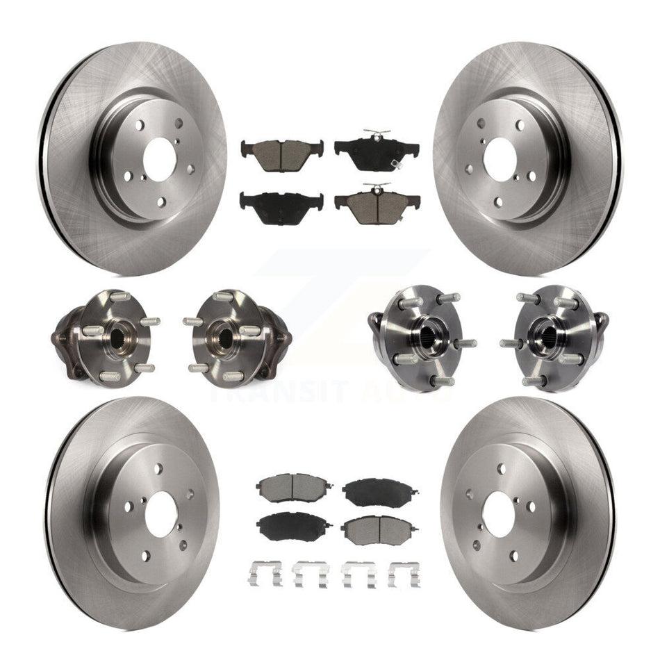 Front Rear Hub Bearings Assembly Disc Brake Rotors And Ceramic Pads Kit (10Pc) For Subaru Outback Legacy WRX KBB-119322