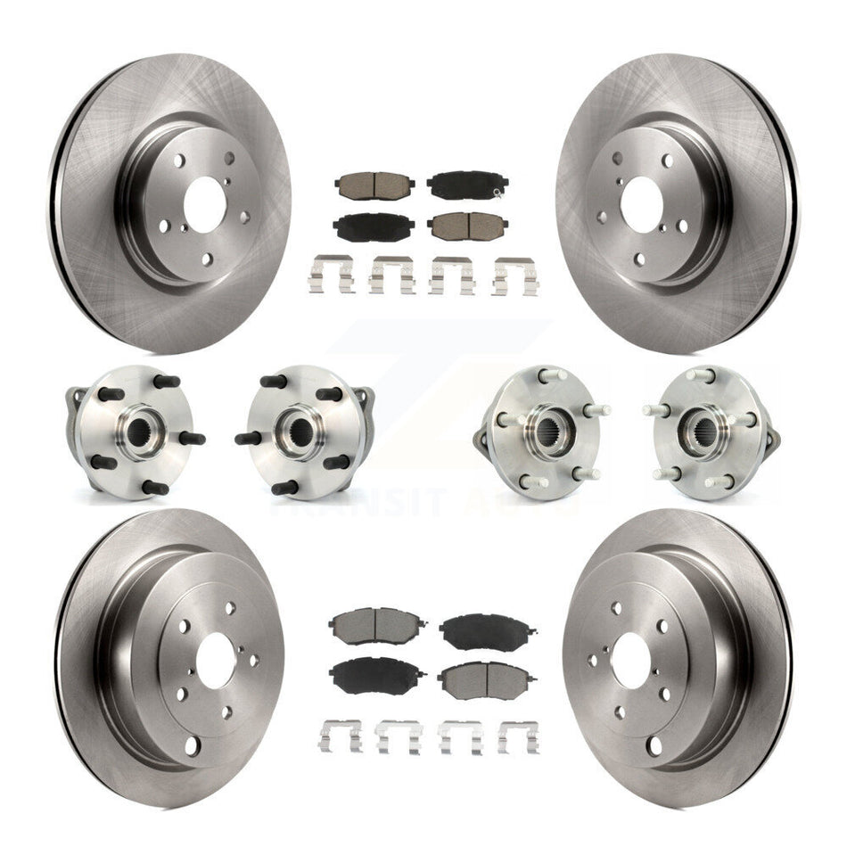 Front Rear Hub Bearings Assembly Disc Brake Rotors And Ceramic Pads Kit (10Pc) For 2008-2014 Subaru Tribeca KBB-119324