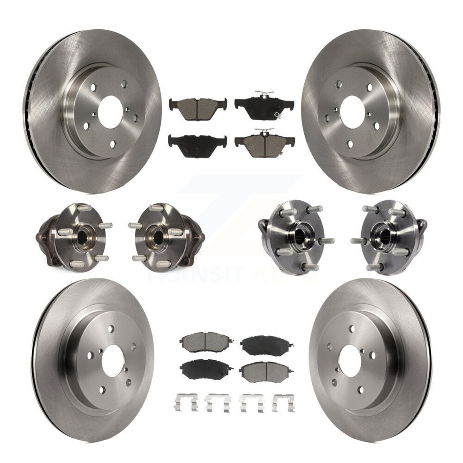 Front Rear Hub Bearings Assembly Disc Brake Rotors And Ceramic Pads Kit (10Pc) For 2015 Subaru Legacy 2.5L KBB-119325