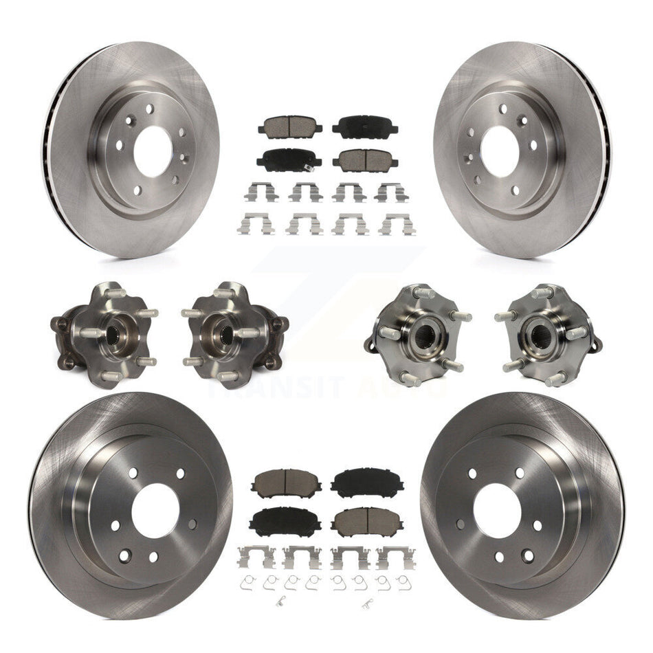 Front Rear Hub Bearings Assembly Disc Brake Rotors And Ceramic Pads Kit (10Pc) For Nissan Rogue Sport Qashqai KBB-119328