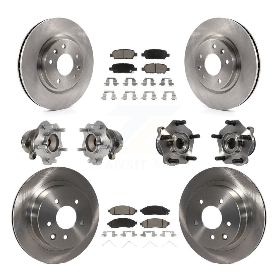 Front Rear Hub Bearings Assembly Disc Brake Rotors And Ceramic Pads Kit (10Pc) For 2015 Nissan LEAF Vehicles Manufactured In Japan KBB-119333