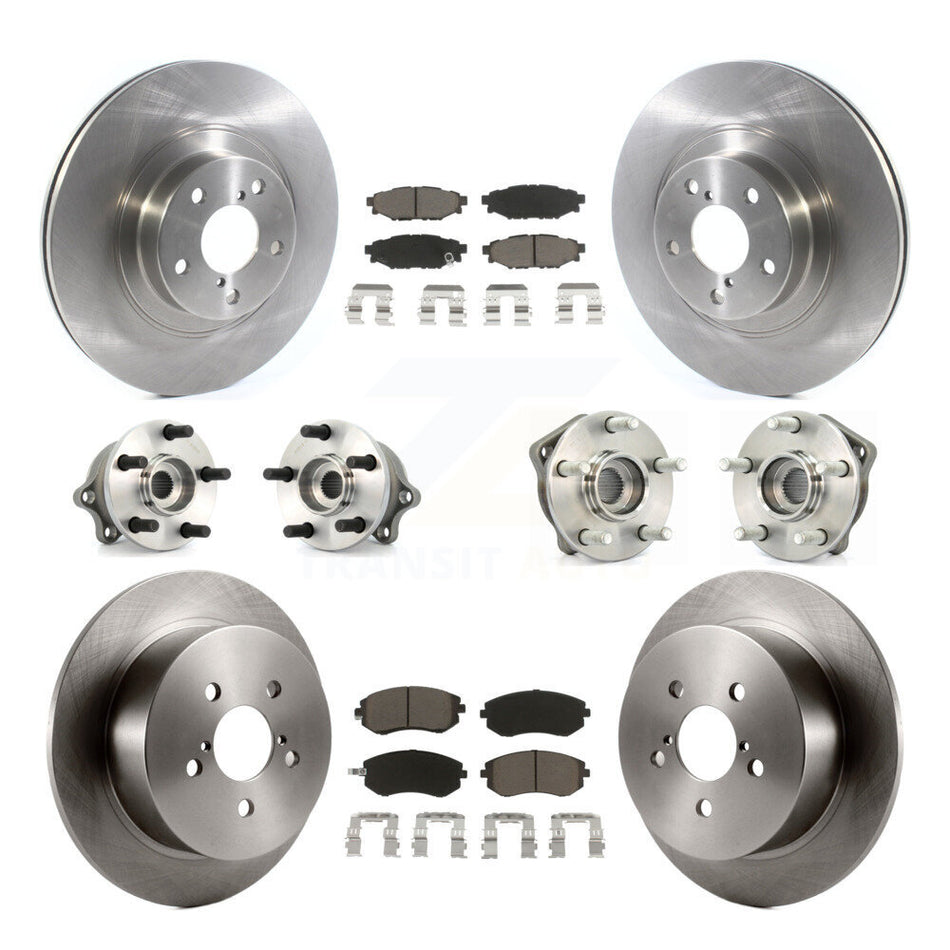 Front Rear Hub Bearings Assembly Disc Brake Rotors And Ceramic Pads Kit (10Pc) For Subaru Outback Legacy With 292mm Diameter Rotor KBB-119335