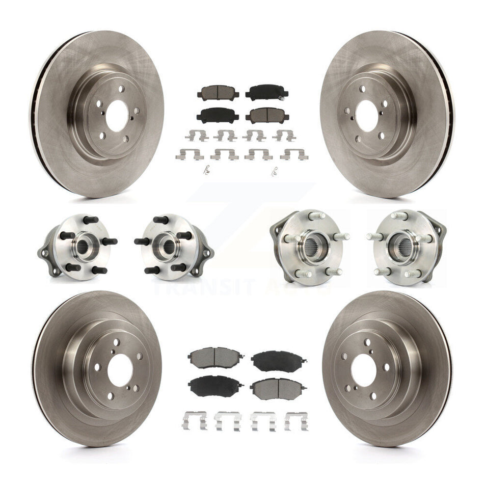 Front Rear Hub Bearings Assembly Disc Brake Rotors And Ceramic Pads Kit (10Pc) For Subaru Legacy KBB-119338
