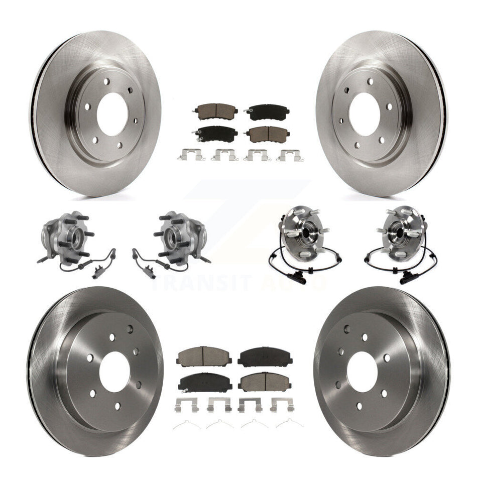 Front Rear Hub Bearings Assembly Disc Brake Rotors And Ceramic Pads Kit (10Pc) For INFINITI Nissan Armada QX80 QX56 KBB-119339