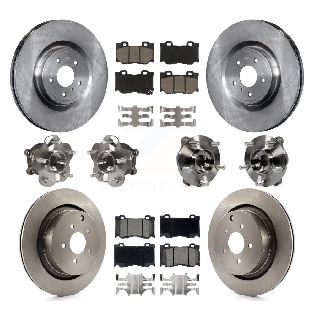 Front Rear Hub Bearings Disc Brake Rotors And Ceramic Pads Kit (10Pc) For INFINITI FX50 KBB-119346
