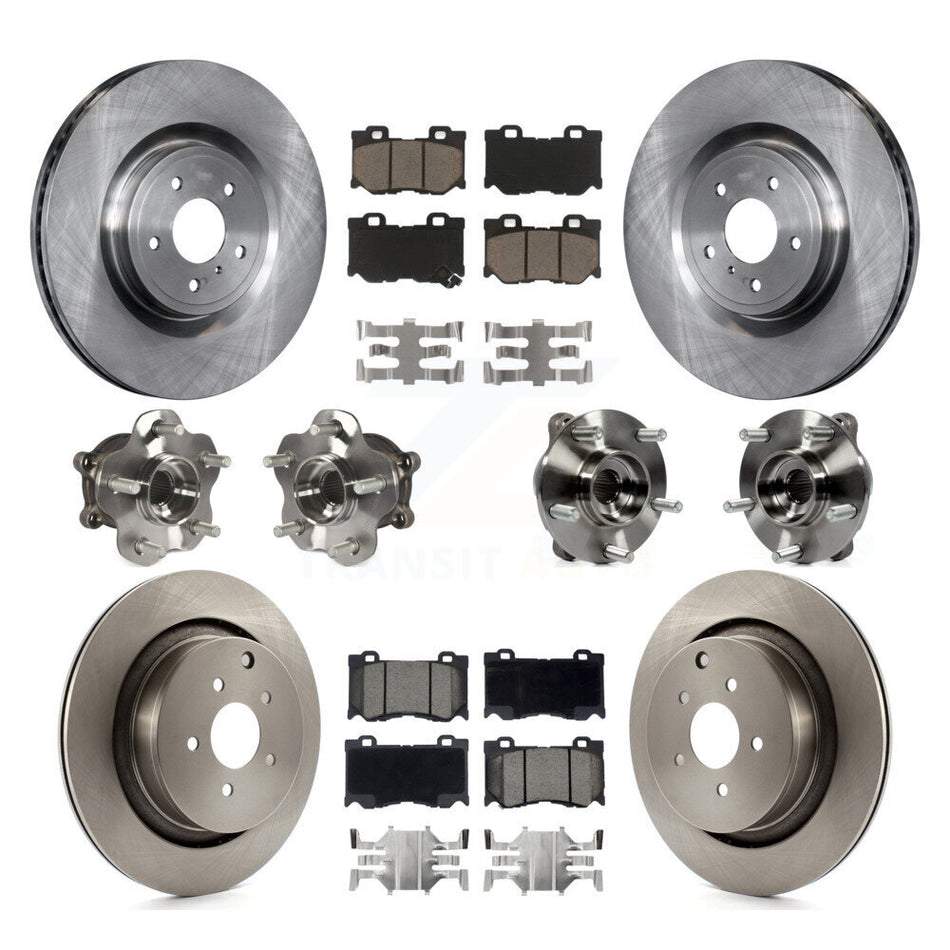Front Rear Hub Bearings Disc Brake Rotors And Ceramic Pads Kit (10Pc) For INFINITI FX50 KBB-119346