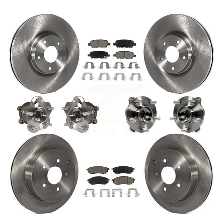 Front Rear Hub Bearing Disc Brake Rotor & Pads Kit (10Pc) For 2015-2017 INFINITI QX70 AWD KBB-119351