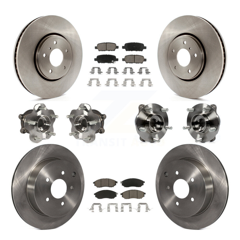 Front Rear Hub Bearings Disc Brake Rotors And Pads Kit (10Pc) For INFINITI FX35 FX37 AWD KBB-119353