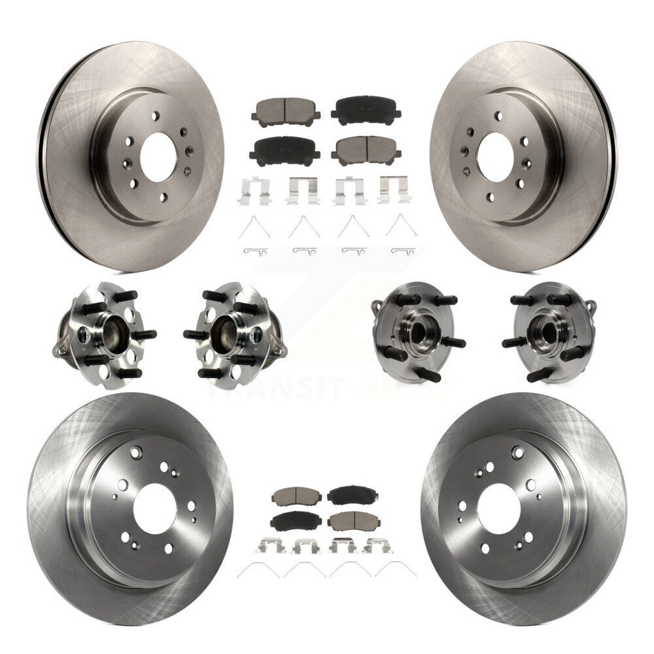 Front Rear Hub Bearings Assembly Disc Brake Rotors And Ceramic Pads Kit (10Pc) For 2011-2014 Honda Odyssey KBB-119359