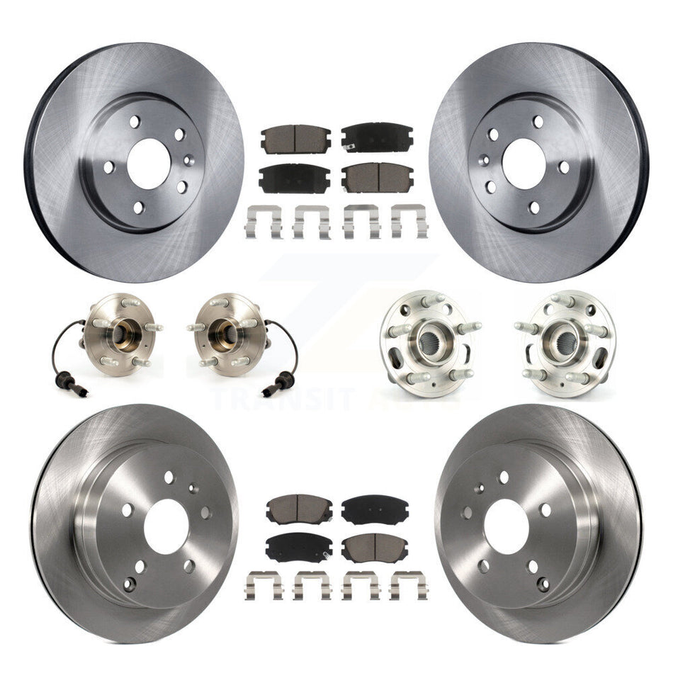 Front Rear Hub Bearings Assembly Disc Brake Rotors And Ceramic Pads Kit (10Pc) For 2010-2017 Chevrolet Equinox GMC Terrain KBB-119371