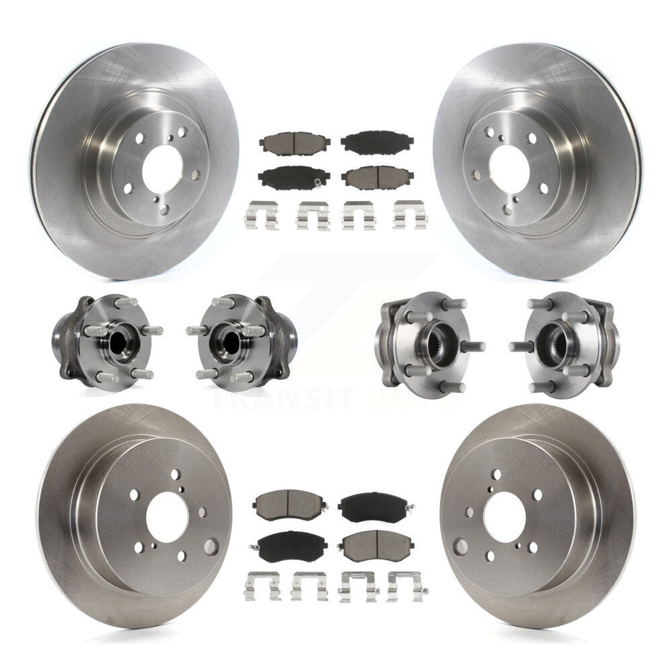 Front Rear Hub Bearings Assembly Disc Brake Rotors And Ceramic Pads Kit (10Pc) For Subaru Forester Crosstrek XV With 292mm Diameter Rotor KBB-119374