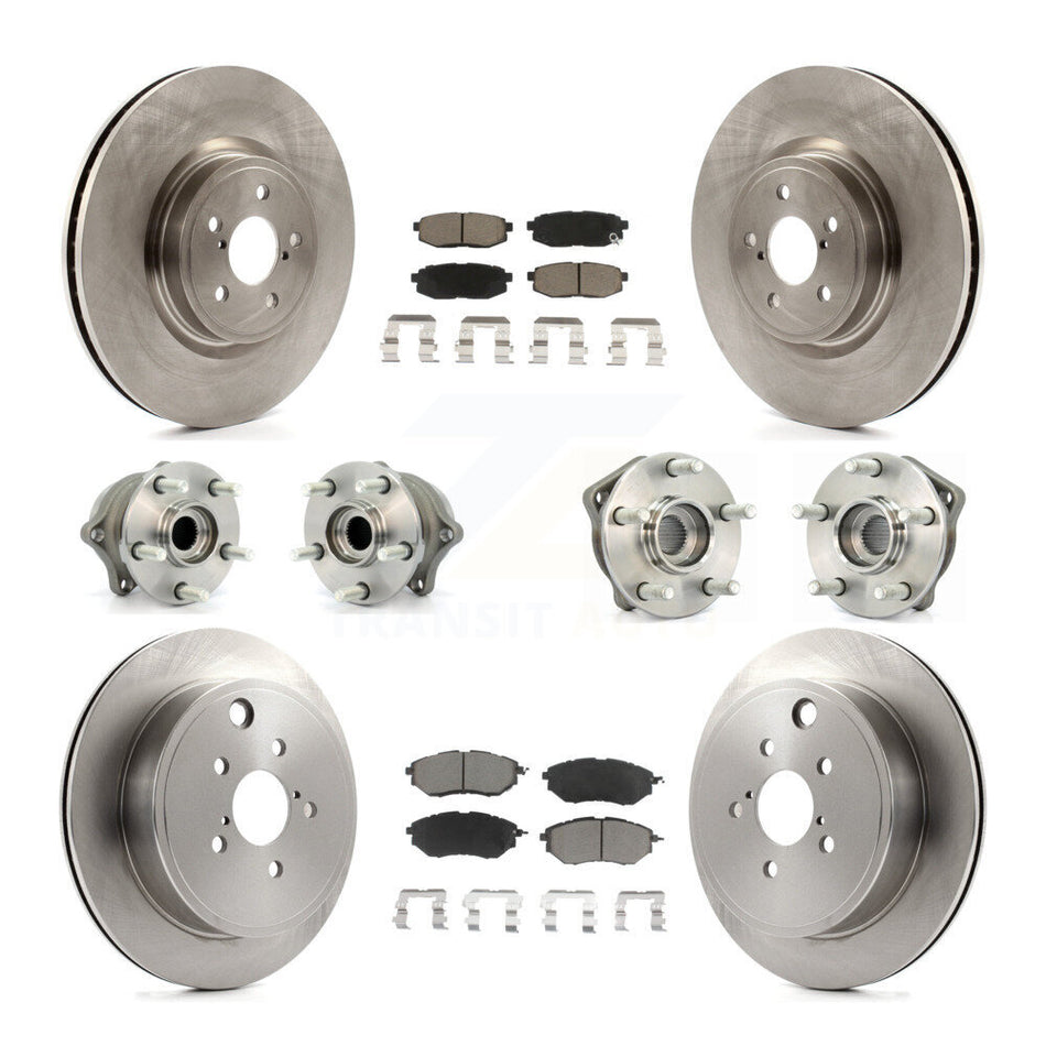 Front Rear Hub Bearings Assembly Disc Brake Rotors And Ceramic Pads Kit (10Pc) For Subaru Outback Legacy KBB-119375