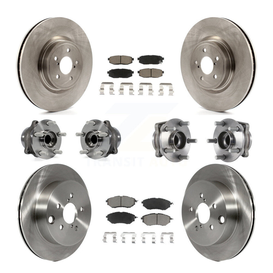 Front Rear Hub Bearings Assembly Disc Brake Rotors And Ceramic Pads Kit (10Pc) For Subaru Forester 2.0L KBB-119379