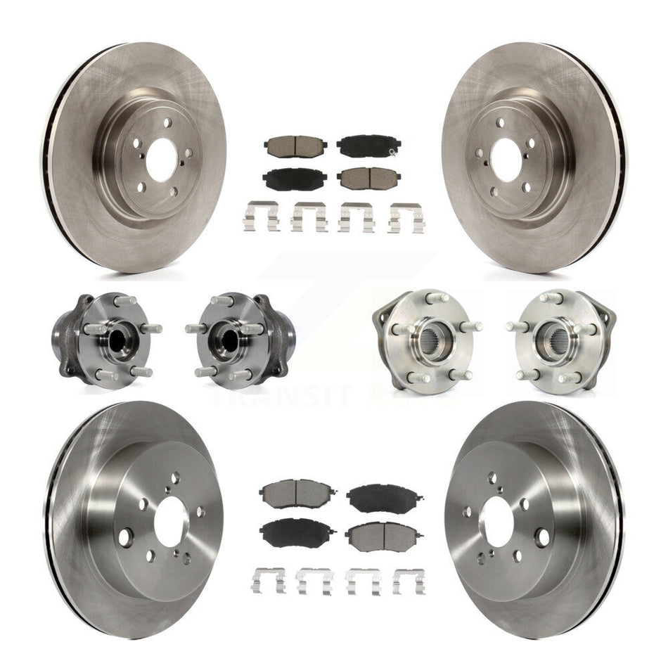 Front Rear Hub Bearings Assembly Disc Brake Rotors And Ceramic Pads Kit (10Pc) For 2014 Subaru Forester 2.0L To 01 14 KBB-119381