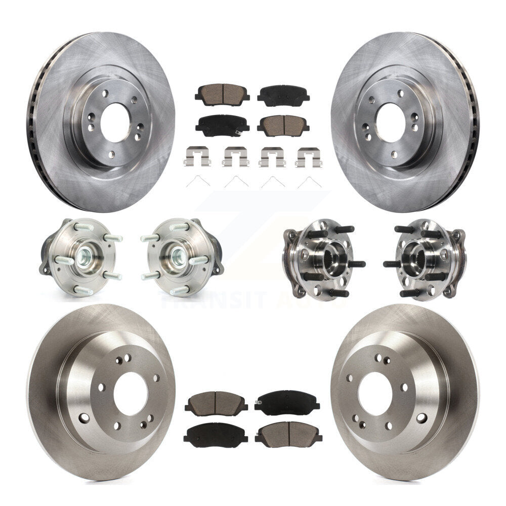 Front Rear Hub Bearings Disc Brake Rotors And Pads Kit (10Pc) For Hyundai Santa Fe XL FWD KBB-119388