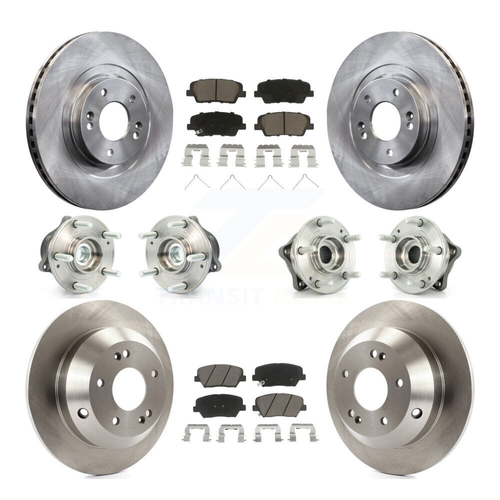 Front Rear Hub Bearing Disc Brake Rotor And Pads Kit (10Pc) For 2014-2015 Kia Sorento FWD KBB-119398