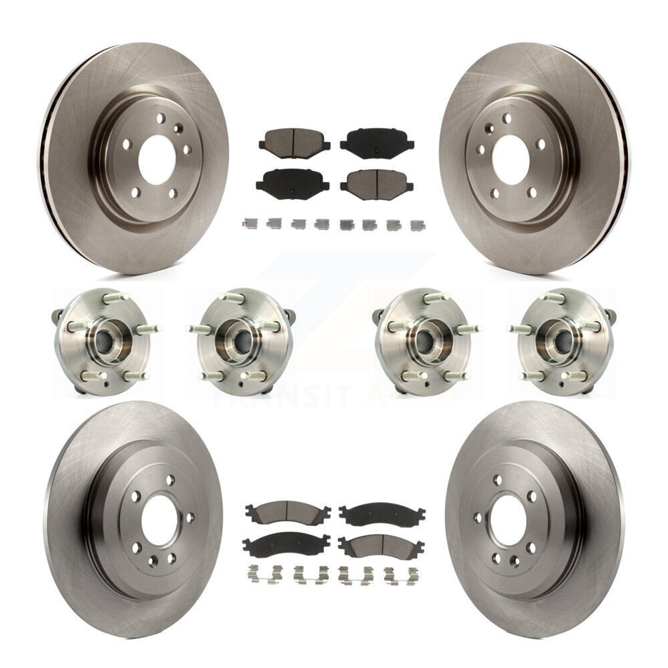 Front Rear Hub Bearings Assembly Disc Brake Rotors And Ceramic Pads Kit (10Pc) For 2010-2012 Ford Taurus SHO KBB-119412