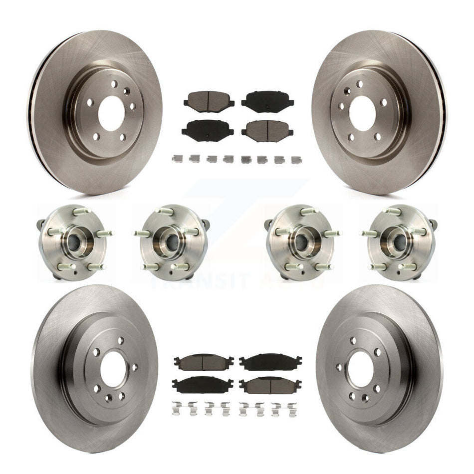 Front Rear Hub Bearings Assembly Disc Brake Rotors And Ceramic Pads Kit (10Pc) For 2009-2010 Lincoln MKS KBB-119413