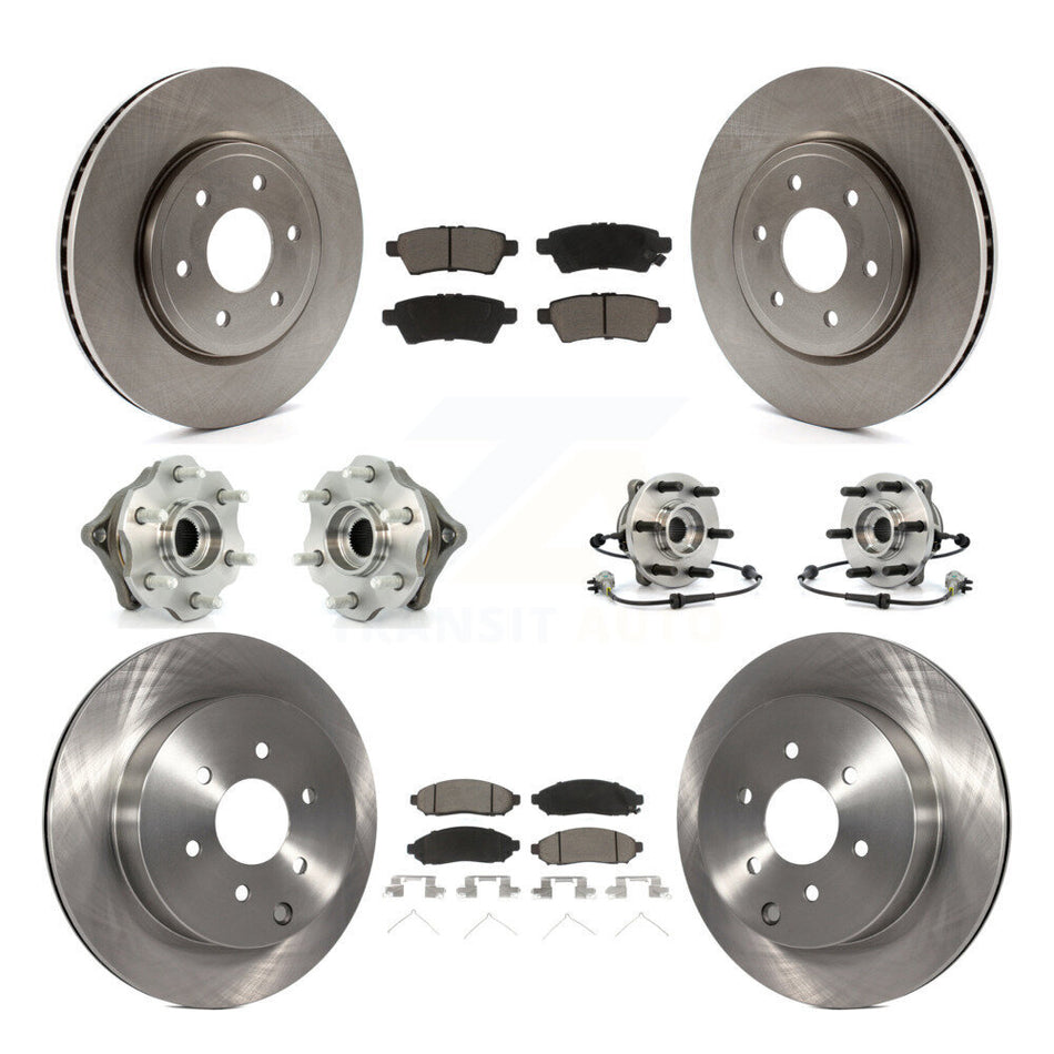 Front Rear Hub Bearings Assembly Disc Brake Rotors And Ceramic Pads Kit (10Pc) For Nissan Pathfinder KBB-119417