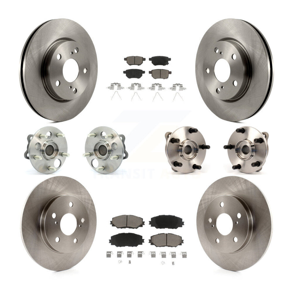 Front Rear Hub Bearings Assembly Disc Brake Rotors And Ceramic Pads Kit (10Pc) For 2008-2015 Scion xB KBB-119424