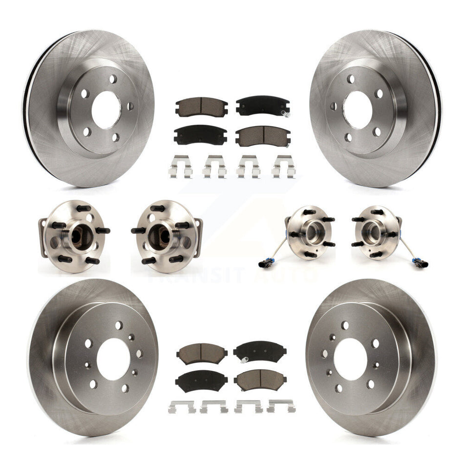 Front Rear Hub Bearings Assembly Disc Brake Rotors And Ceramic Pads Kit (10Pc) For 2005-2005 Chevrolet Impala Monte Carlo From Chassis/VIN #59143076 4-Wheel ABS KBB-119427