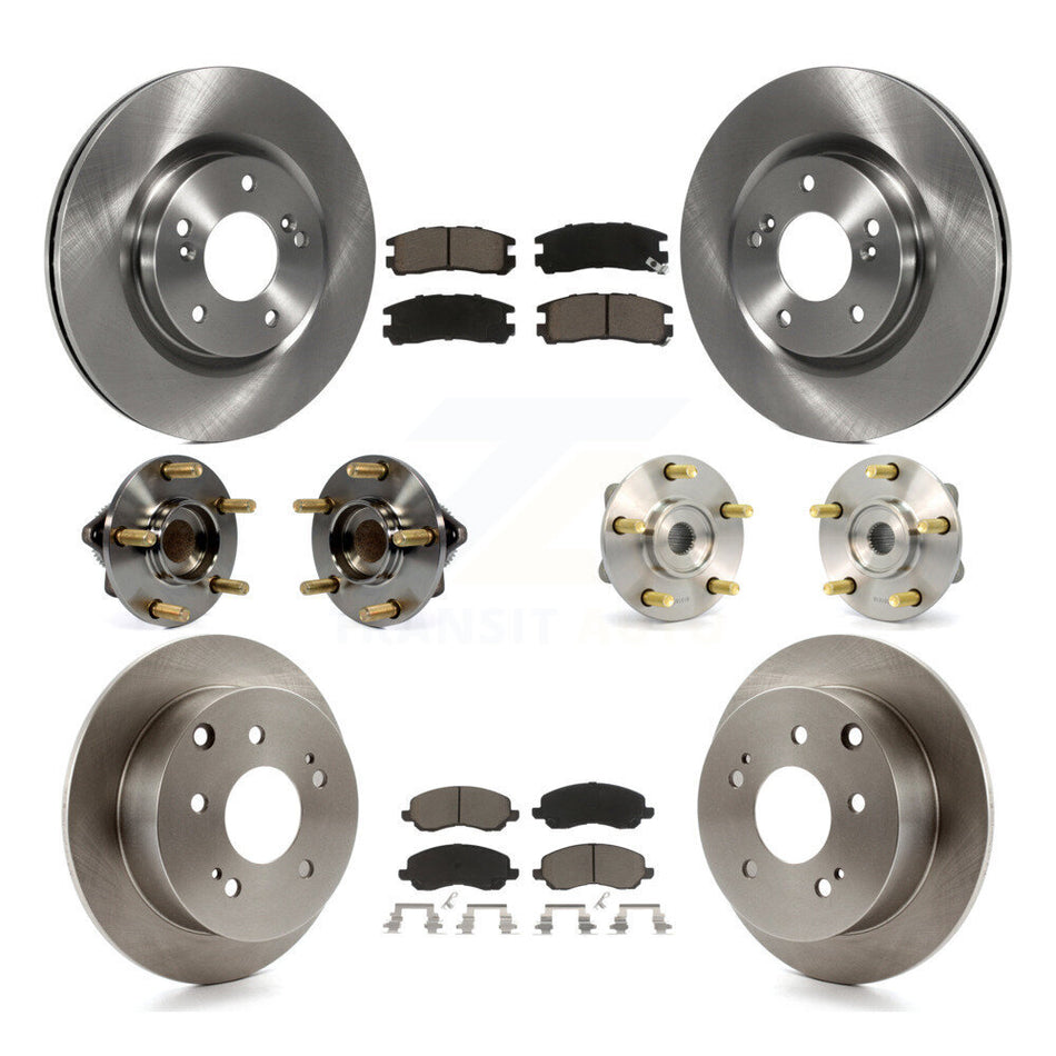 Front Rear Hub Bearings Assembly Disc Brake Rotors And Ceramic Pads Kit (10Pc) For 2006 Mitsubishi Eclipse 2.4L To 10 31 05 KBB-119432
