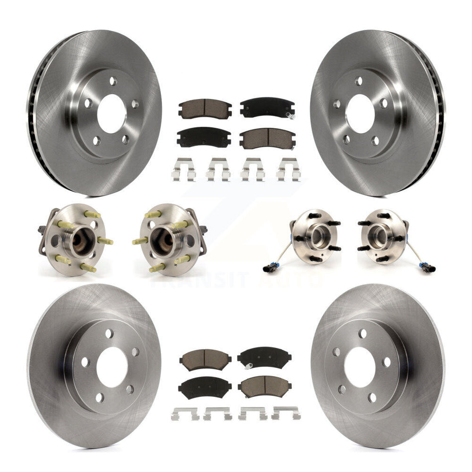 Front Rear Hub Bearings Assembly Disc Brake Rotors And Ceramic Pads Kit (10Pc) For 2003-2004 Buick Park Avenue Ultra KBB-119434