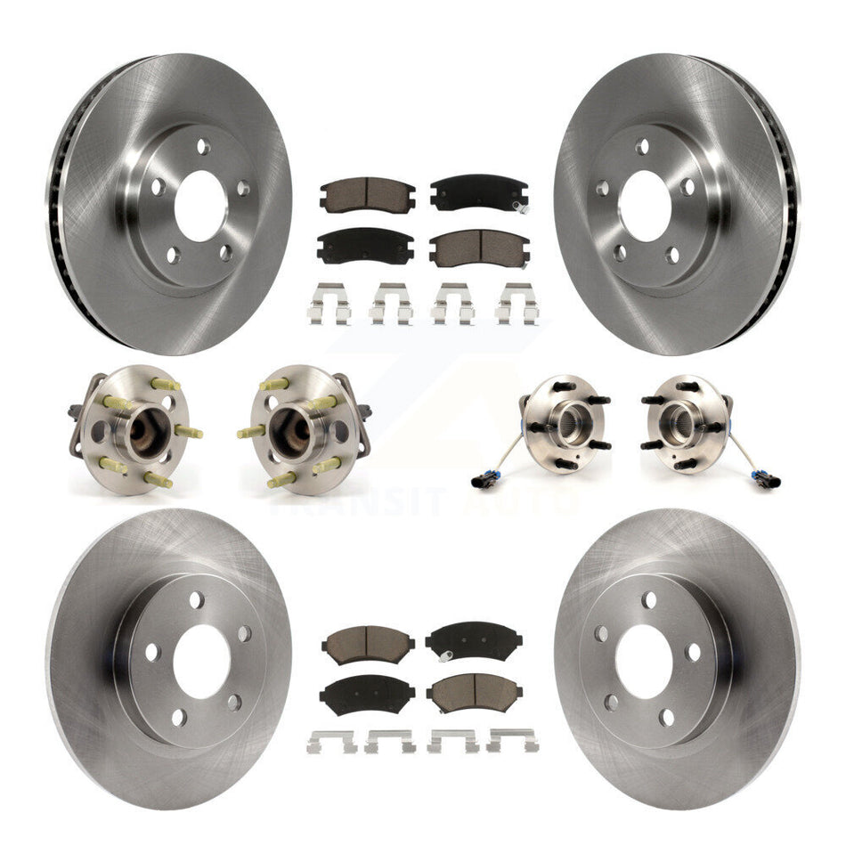 Front Rear Hub Bearings Assembly Disc Brake Rotors And Ceramic Pads Kit (10Pc) For 2003-2004 Buick Park Avenue Ultra KBB-119434