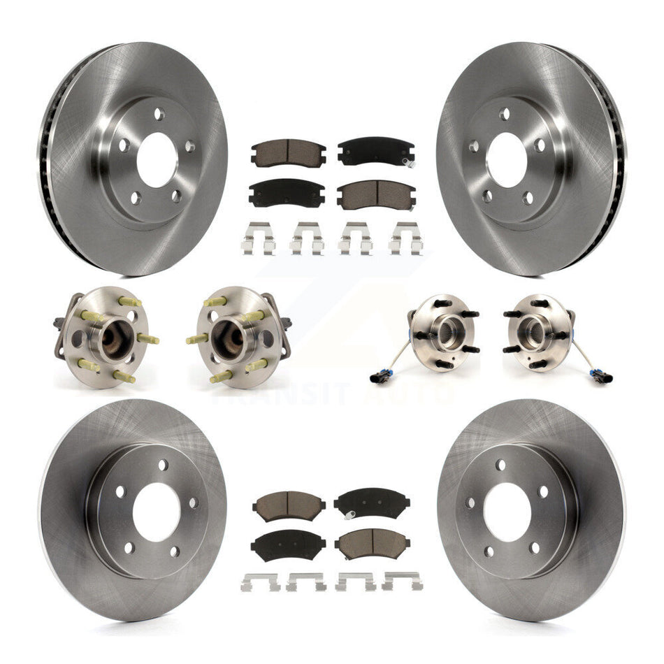 Front Rear Hub Bearings Assembly Disc Brake Rotors And Ceramic Pads Kit (10Pc) For 1997-1999 Buick Park Avenue Oldsmobile Aurora Riviera KBB-119435
