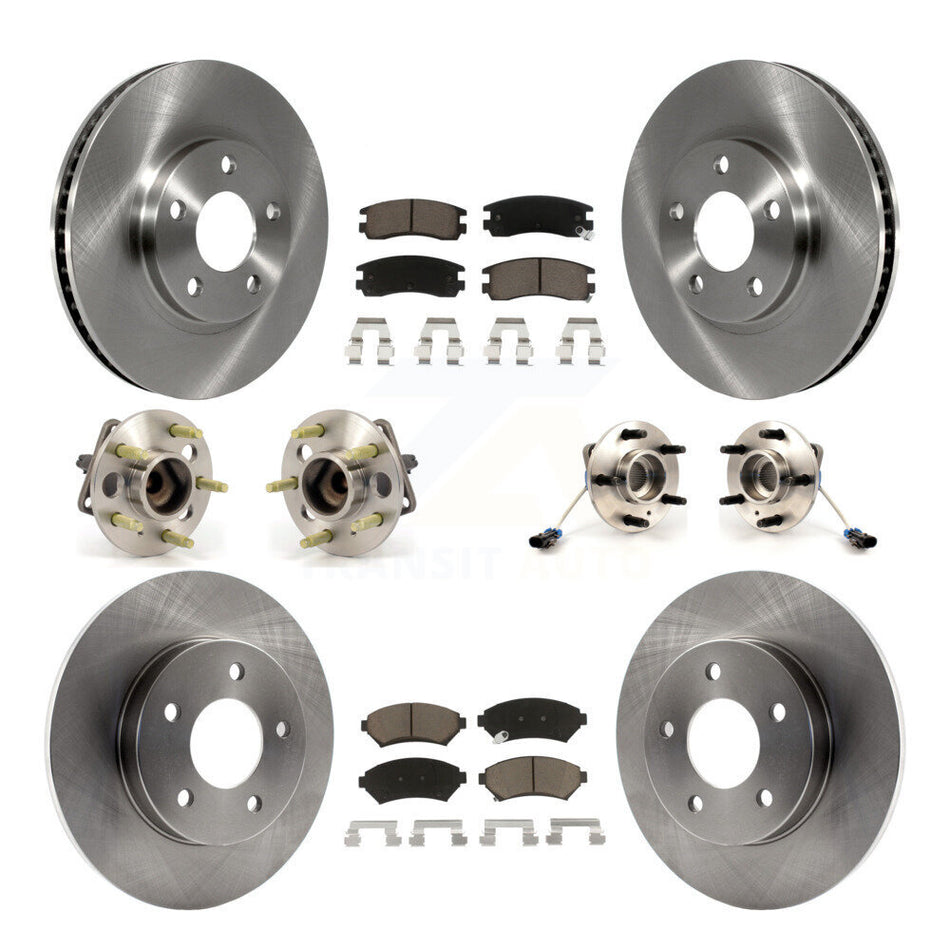 Front Rear Hub Bearings Assembly Disc Brake Rotors And Ceramic Pads Kit (10Pc) For 1997-1999 Buick Park Avenue Oldsmobile Aurora Riviera KBB-119435