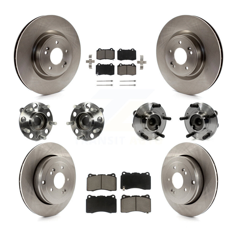 Front Rear Hub Bearings Assembly Disc Brake Rotors And Ceramic Pads Kit (10Pc) For Hyundai Genesis Coupe KBB-119438