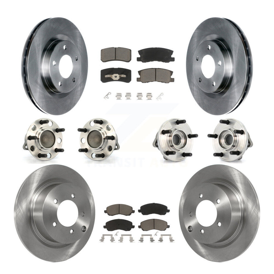 Front Rear Hub Bearings Assembly Disc Brake Rotors And Ceramic Pads Kit (10Pc) For Chrysler Dodge Avenger Sebring 200 With 302mm Diameter Rotor KBB-119442