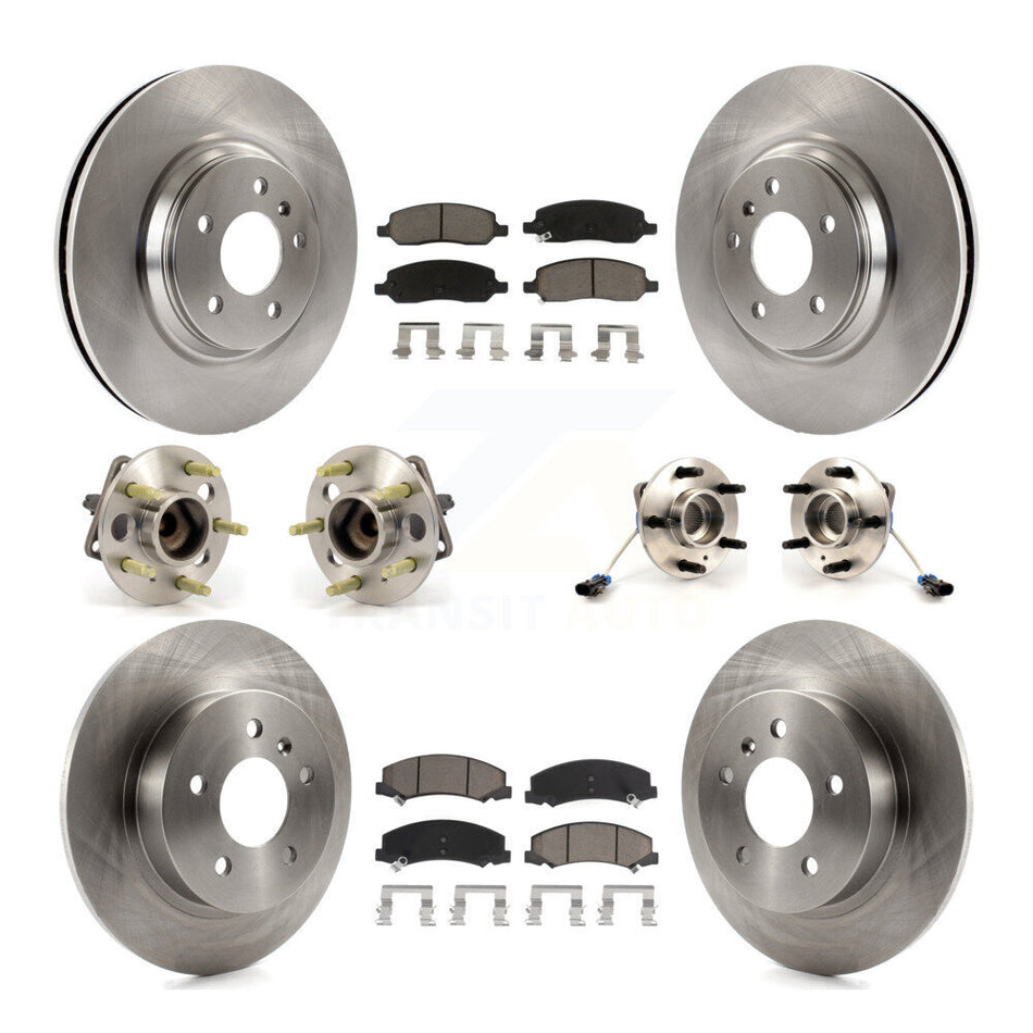 Front Rear Hub Bearings Assembly Disc Brake Rotors And Ceramic Pads Kit (10Pc) For 2006-2011 Buick Lucerne 4.6L KBB-119452