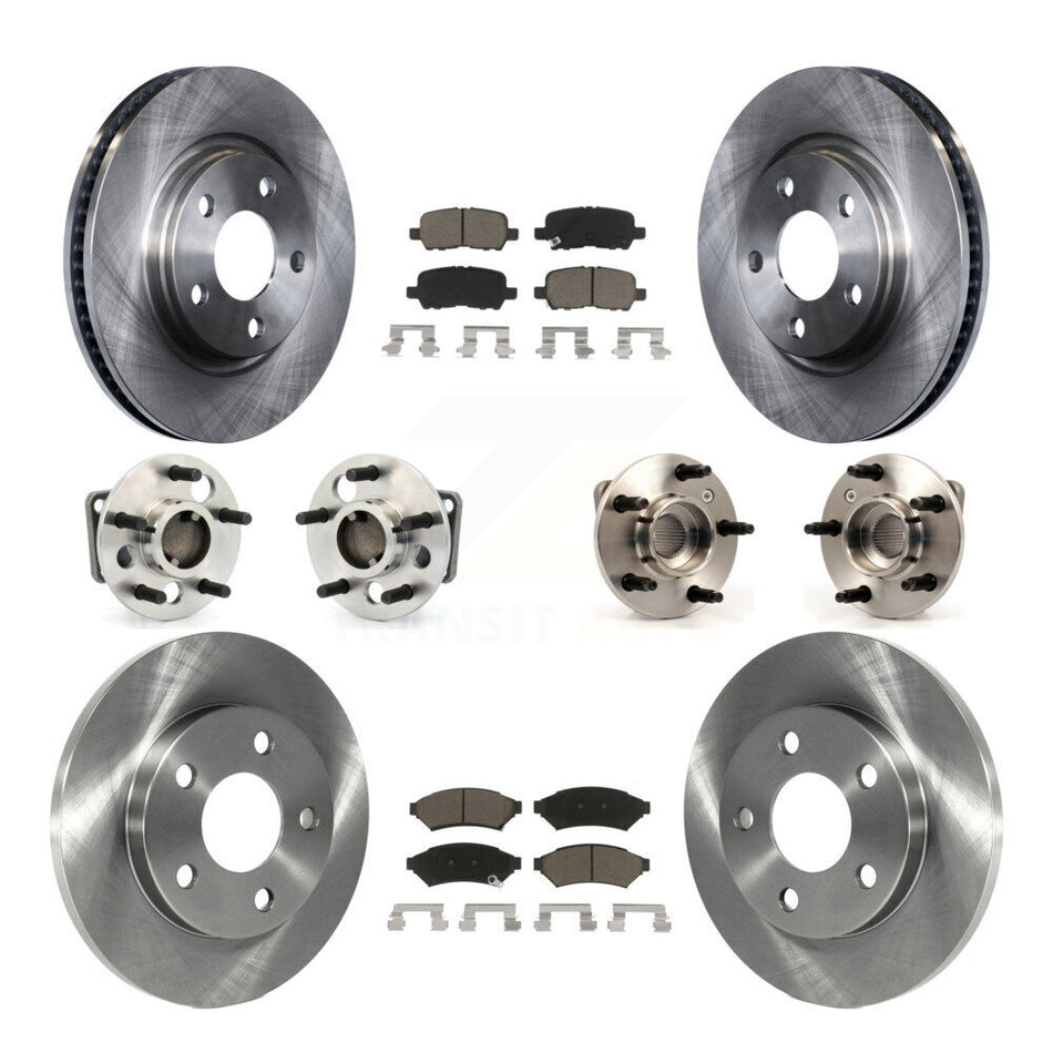 Front Rear Hub Bearings Assembly Disc Brake Rotors And Ceramic Pads Kit (10Pc) For Pontiac Grand Prix Buick LaCrosse Allure KBB-119457
