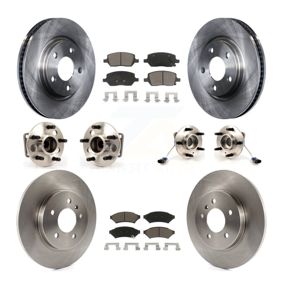 Front Rear Hub Bearings Assembly Disc Brake Rotors And Ceramic Pads Kit (10Pc) For 2005-2005 Chevrolet Uplander Buick Terraza 4 Hole Rectangular Flange FWD KBB-119459