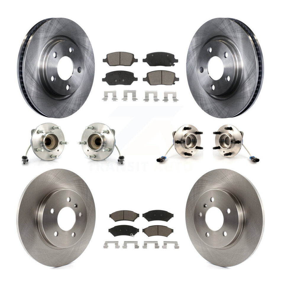 Front Rear Hub Bearings Assembly Disc Brake Rotors And Ceramic Pads Kit (10Pc) For 2005-2005 Chevrolet Uplander Buick Terraza 3 Hole Flange or Triangular FWD KBB-119460