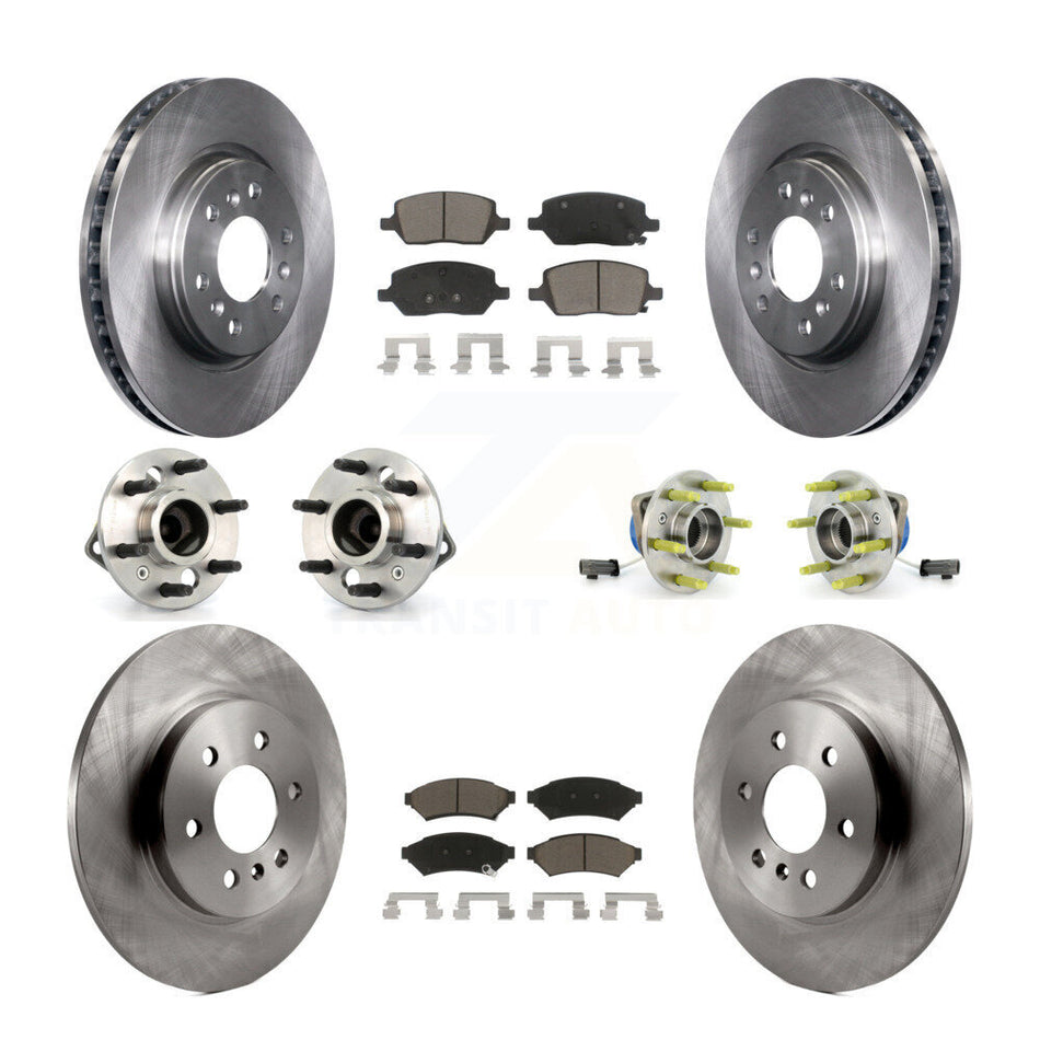 Front Rear Hub Bearings Assembly Disc Brake Rotors And Ceramic Pads Kit (10Pc) For Chevrolet Uplander Pontiac Montana Buick Terraza Saturn Relay 4 Hole Rectangular Flange KBB-119471