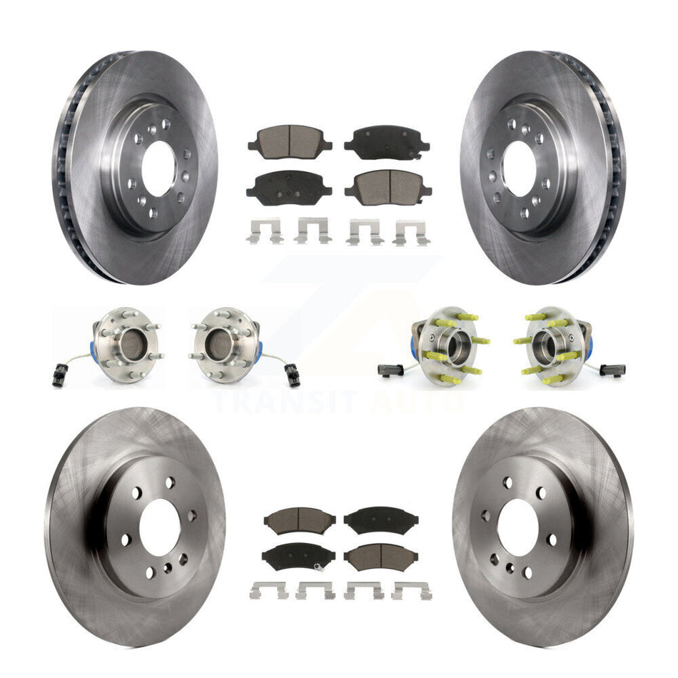 Front Rear Hub Bearings Assembly Disc Brake Rotors And Ceramic Pads Kit (10Pc) For Chevrolet Uplander Buick Terraza Pontiac Montana 3 Hole Triangular Flange KBB-119472