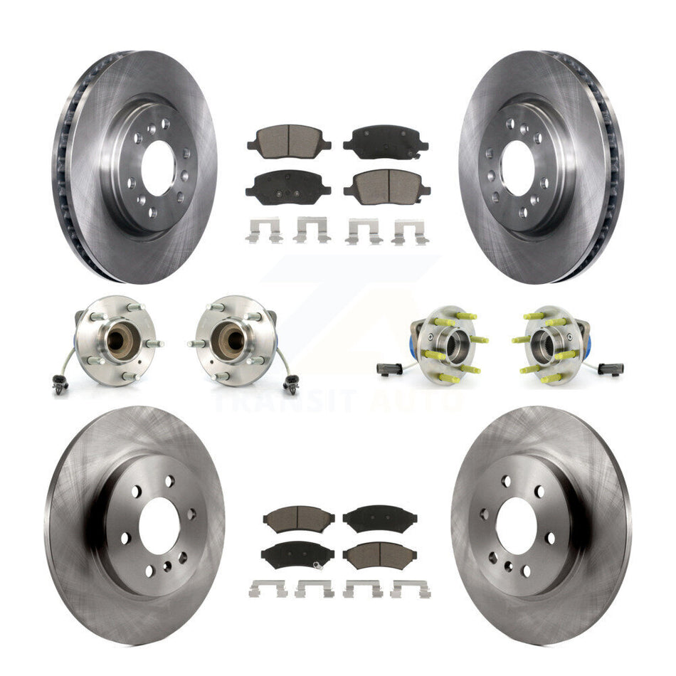 Front Rear Hub Bearings Assembly Disc Brake Rotors And Ceramic Pads Kit (10Pc) For 2007 Saturn Relay 3 Hole Flange or Triangular KBB-119473