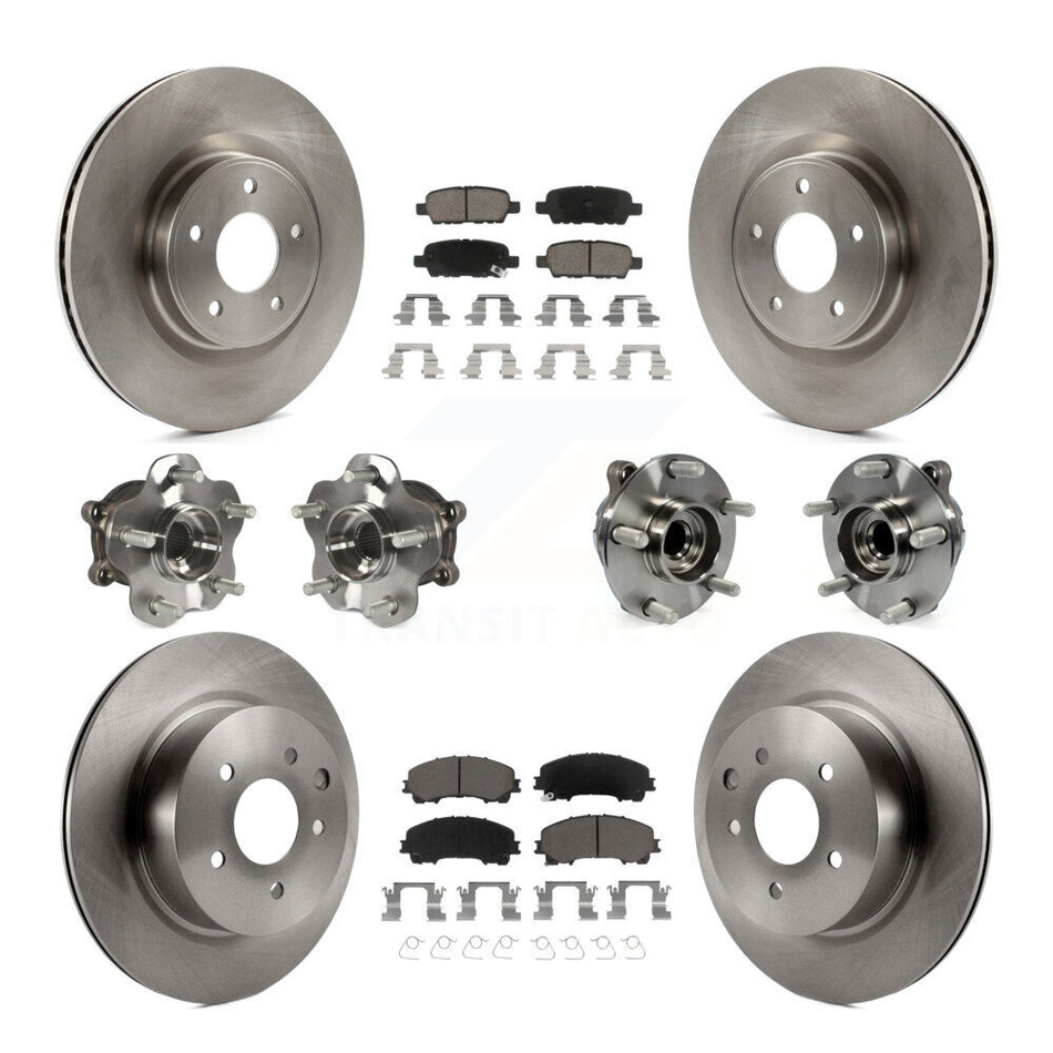Front Rear Hub Bearings Assembly Disc Brake Rotors And Ceramic Pads Kit (10Pc) For 2016-2017 INFINITI QX50 RWD KBB-119484