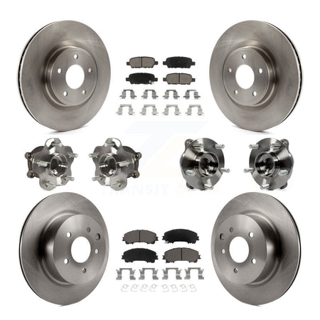 Front Rear Hub Bearing Disc Brake Rotor & Pads Kit (10Pc) For 2016-2017 INFINITI QX50 AWD KBB-119485